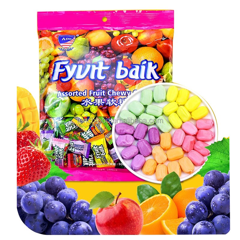 Premium Fruit Gummy Strawberry Grape Mixed Fruits Natural Flavors Soft Jelly  Candy with Real Juice