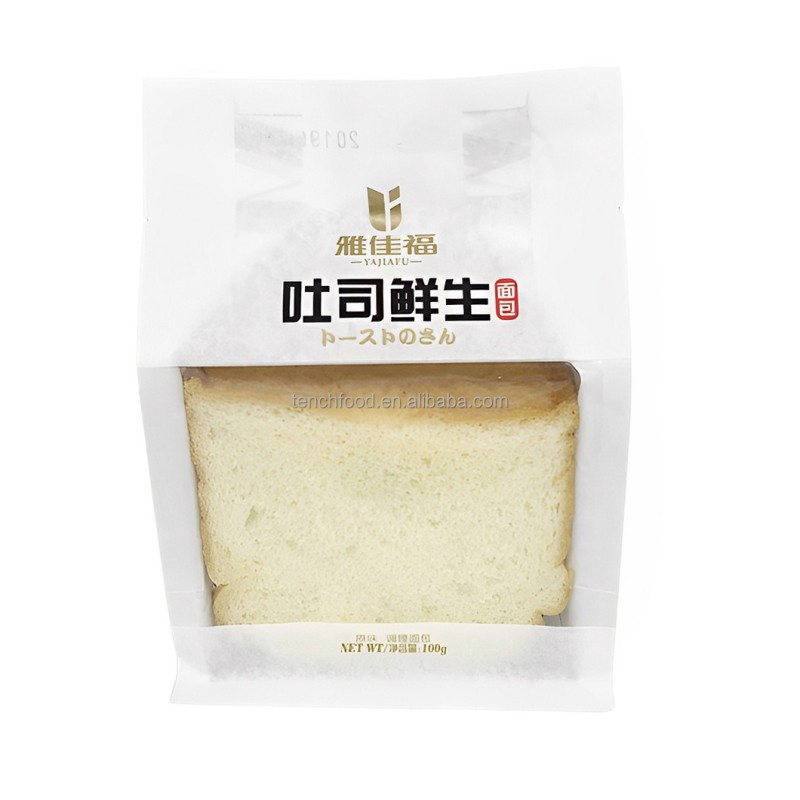 Food Grade Printed Plastic French Baking Bread Packaging Bags Back Sealed Toast Bag Window for Bakery