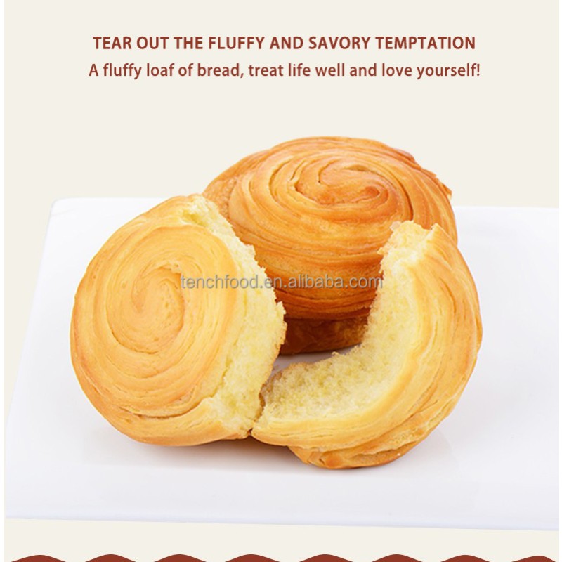 2500g Hot Selling  Bulk Boxed Soft and Sweet Hand Torn  Thousands of Layers Wheat Bread Cream Butter Flavor for Breakfast Snacks