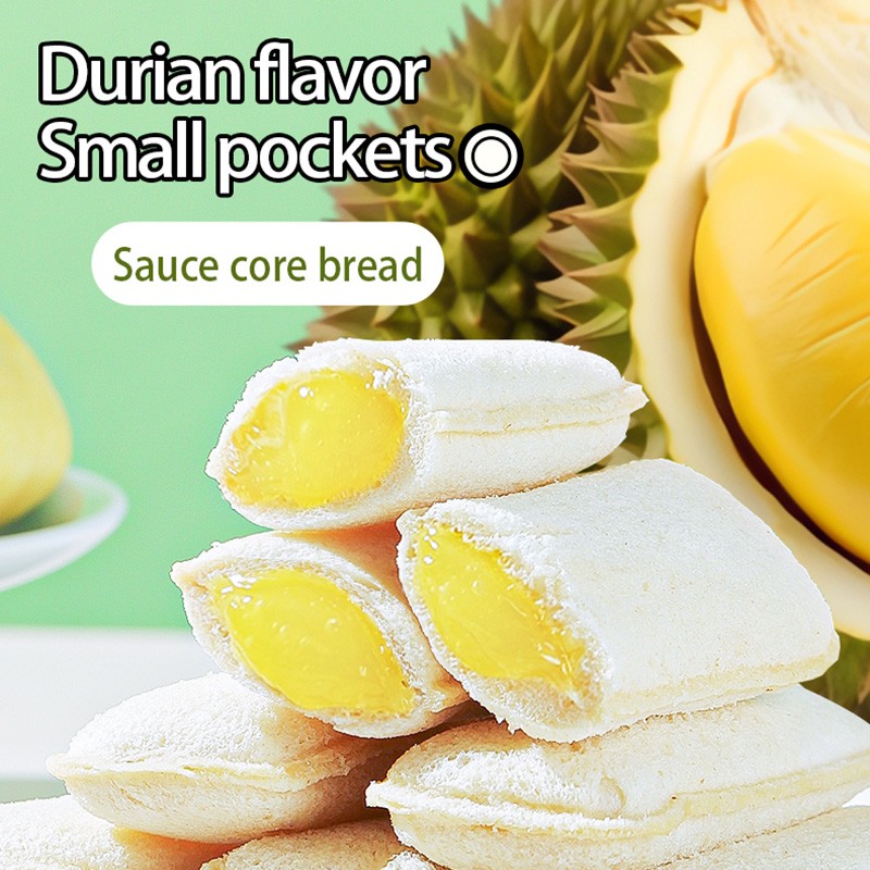 Hot Selling Soft Sweet Lovely Small Bread Pocket  for Breakfast Snacks Bread Pocket with Durian Flavor Filling Sauce