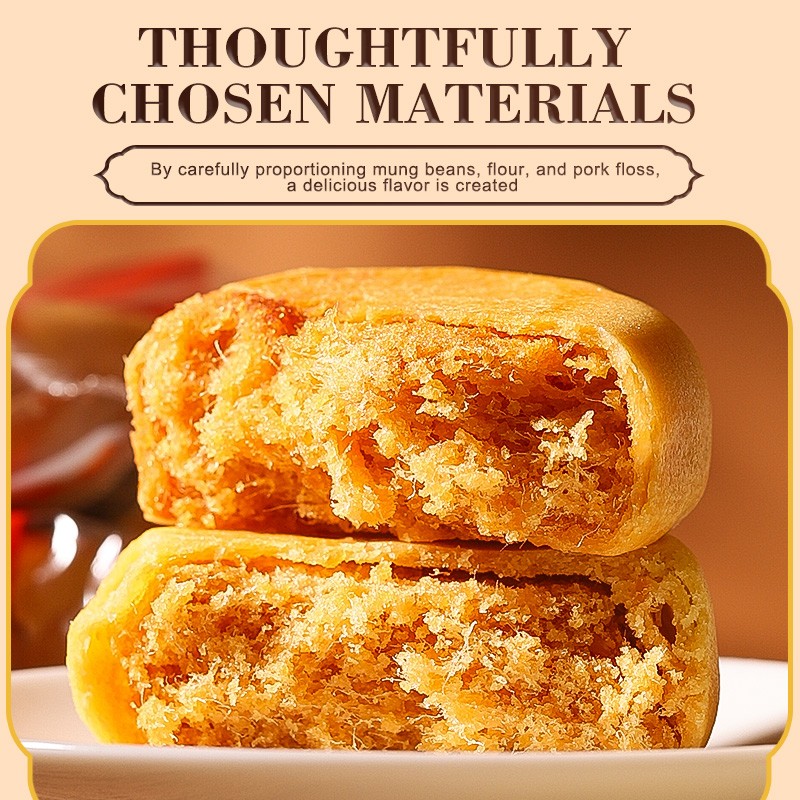 Hot Selling Chinese Traditional Dim Sum Crispy Meat Mince Pies Breakfast Meat Floss Cake Wholesale with Good Price