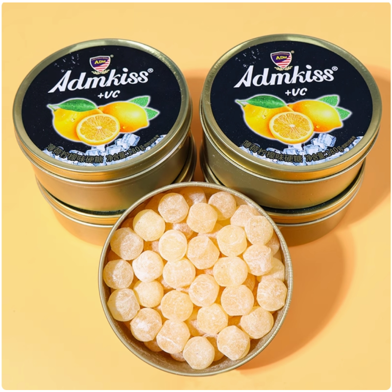 Mint Lemon Flavored Hard Candy GMP Certified VC Mint Candy Refreshing Snack Malaysian Fruity Sweets Halal Tin Can Hard Candy