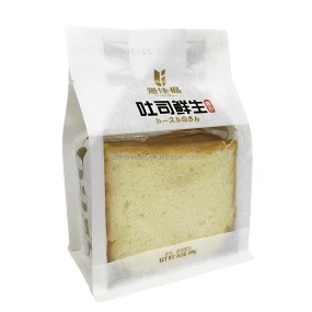 Food Grade Printed Plastic French Baking Bread Packaging Bags Back Sealed Toast Bag Window for Bakery