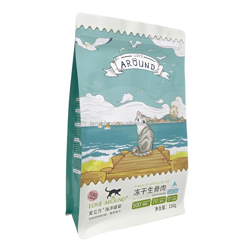 Custom Mylar Stand-Up Pet Food Packaging Bags Matt Finish Zipper PE Dog Snacks Packaging Pouches Gravure Printing