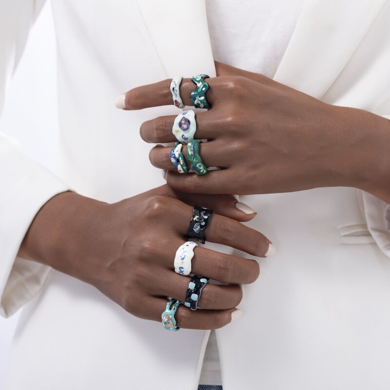 Enamel Ring Manufacturer - Hollow Oil Drip Vintage Ring