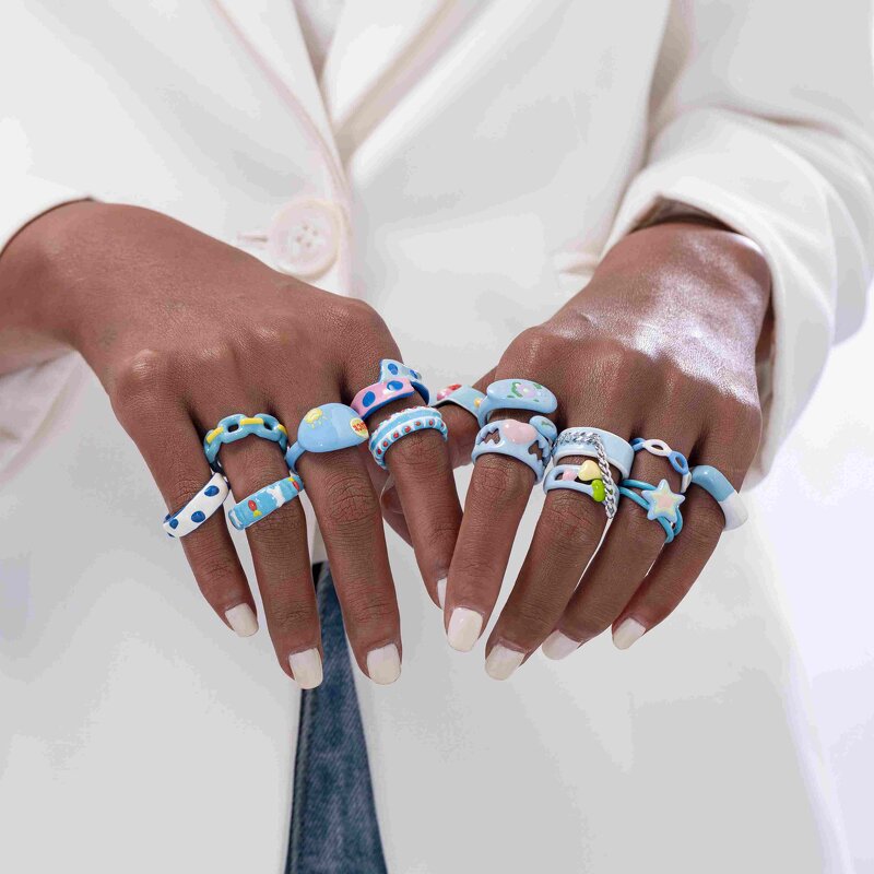 Enamel Ring Factory - Irregular Stacking Heart Rings