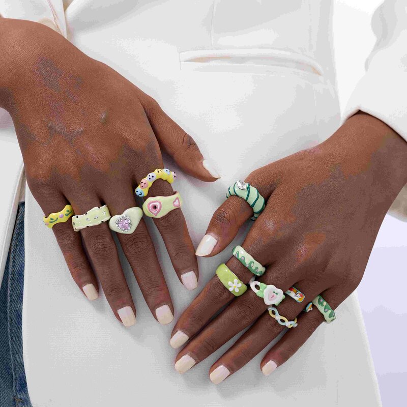 Enamel Ring Manufacturer - Vintage Oil Heart Stacking Ring