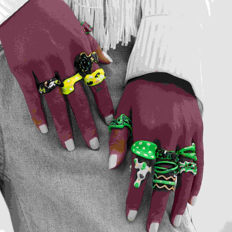 Enamel Ring Supplier - Green Water Wave Copper Ring