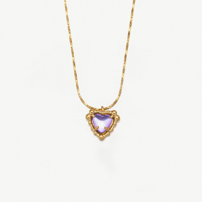 Stone Bead Necklace Supplier - CZ Heart Pendant Necklace