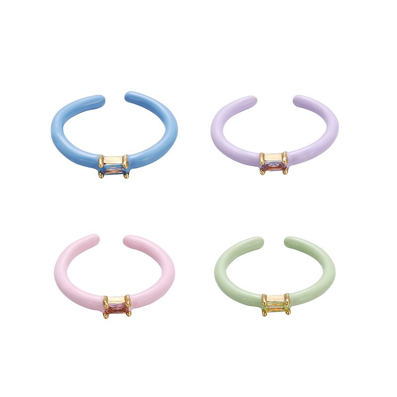 Open Finger Ring Supplier - Colorful Zircon Enamel Ring