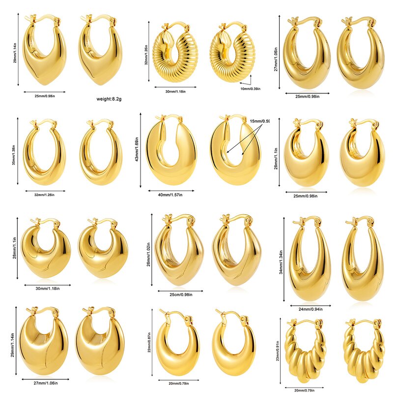 Huggie Earrings Supplier - Chunky C-Shaped Hoop Earrings