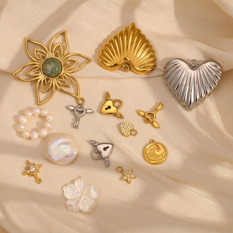 Punk Pendant Factory - Angel Key Heart Pearl Charms