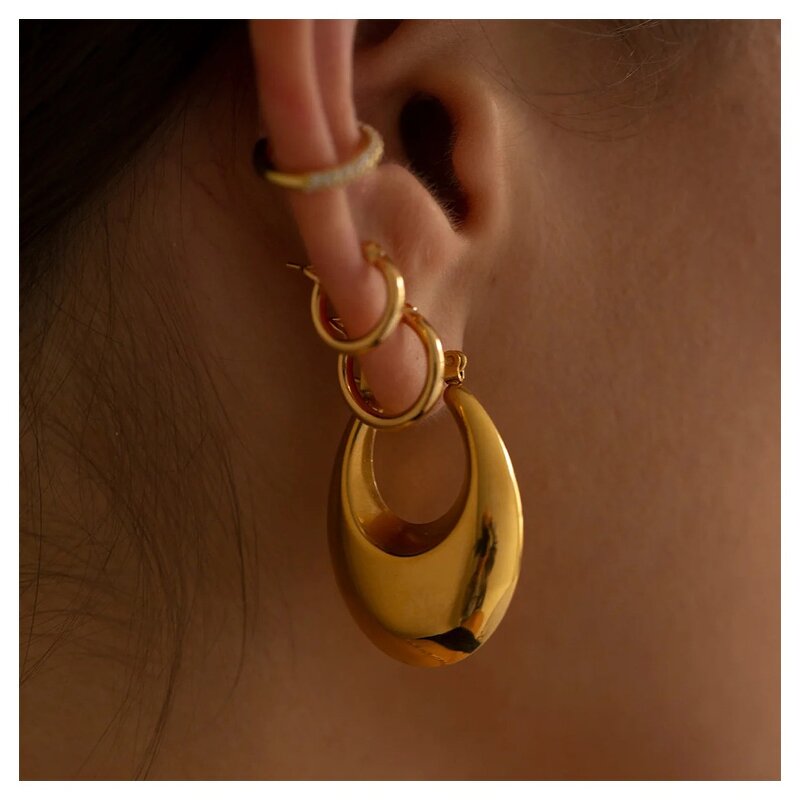 Huggie Earrings Supplier - Chunky C-Shaped Hoop Earrings