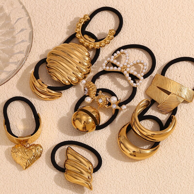 Hair Ties Factory - Gold Plated Metal Rubber Hair Bands