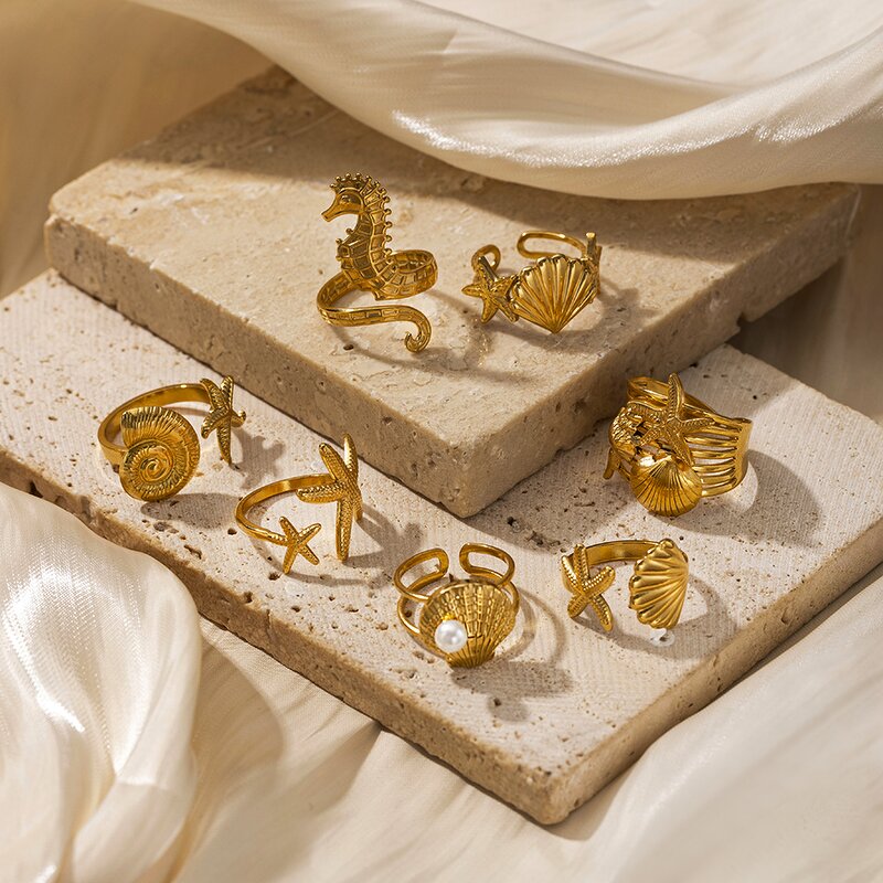 Open Ring Manufacturer - Starfish Shell Ocean Jewelry