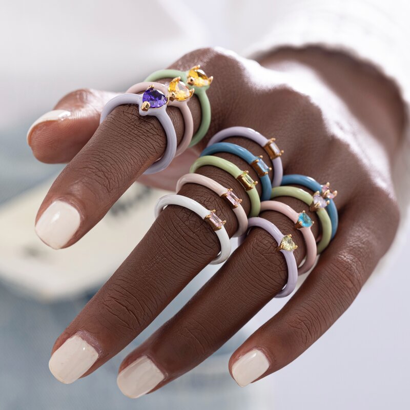 Enamel Ring Supplier - Minimalist Square Teardrop Ring