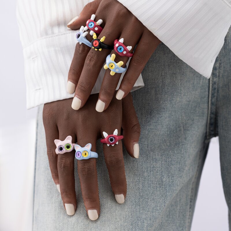 Enamel Ring Manufacturer - Cute Cat Eye Statement Ring