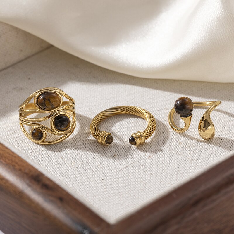 Tiger Eye Ring Manufacturer - Gold Plated Irregular Ring