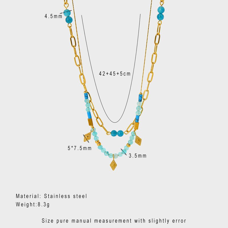 Beaded Necklace Supplier - Turquoise Stone Double Layer Necklace