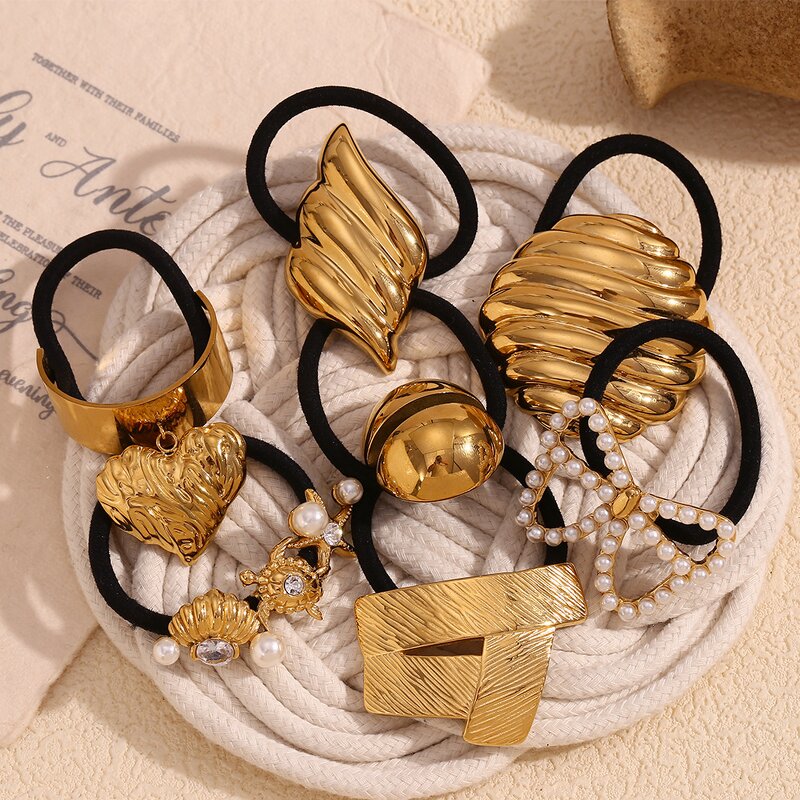 Hair Ties Factory - Gold Plated Metal Rubber Hair Bands