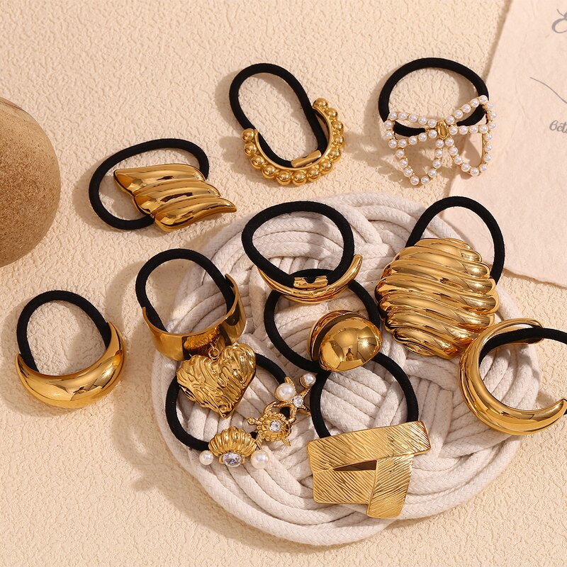 Hair Ties Factory - Gold Plated Metal Rubber Hair Bands
