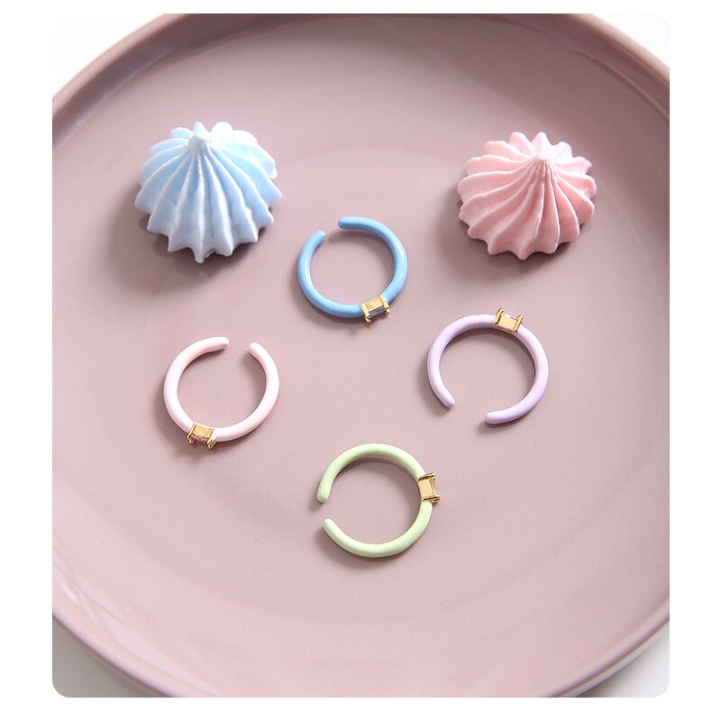 Open Finger Ring Supplier - Colorful Zircon Enamel Ring