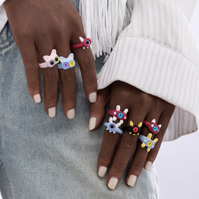 Enamel Ring Manufacturer - Cute Cat Eye Statement Ring