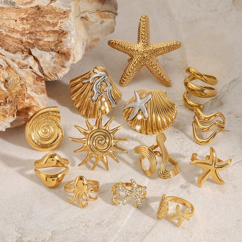 Open Ring Manufacturer - Starfish Shell Ocean Jewelry