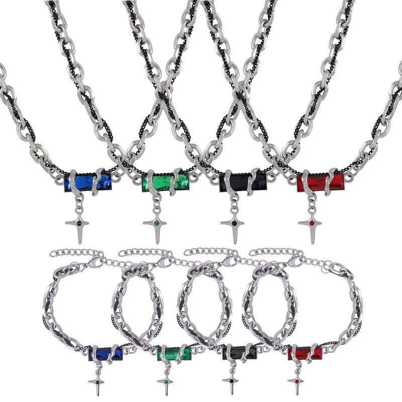 Diamond Jewelry Set Factory - Colorful Charms Chain Set