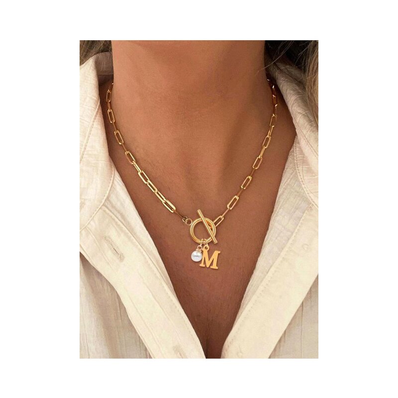 Paperclip Necklace Supplier - OT Buckle Pearl Choker