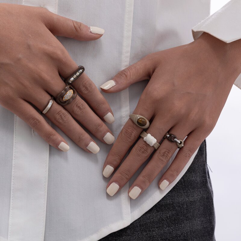 Enamel Ring Factory - Freshwater Pearl Gold Leaf Ring