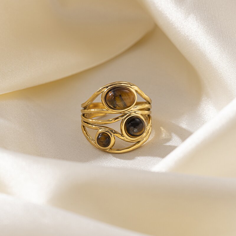 Tiger Eye Ring Manufacturer - Gold Plated Irregular Ring