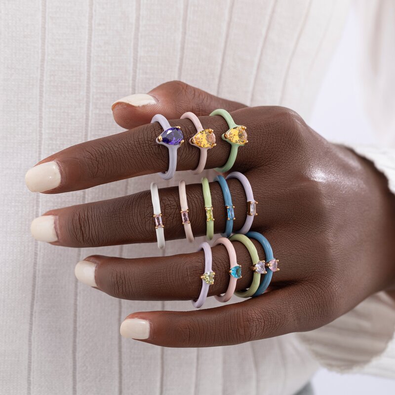 Enamel Ring Supplier - Minimalist Square Teardrop Ring