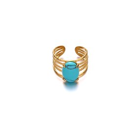 Open Ring Supplier - Bohemia Turquoise Blue Stone Ring