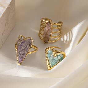 Fashion Ring Supplier - Colorful Stone Heart Ring