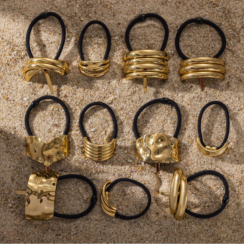 Hair Ties Supplier - Gold Plated Geometric Hair Bands