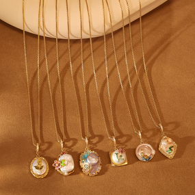 Pearl Necklace Manufacturer - Monet Garden Oil Drip Necklace