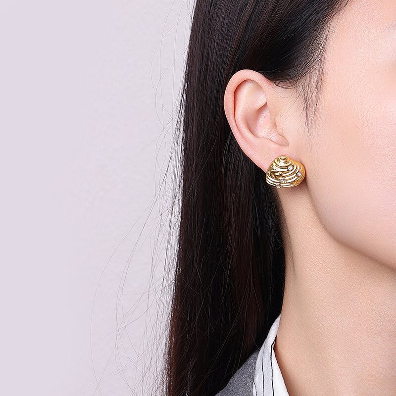 Shell Stud Earrings Manufacturer - Textured Metal Earrings