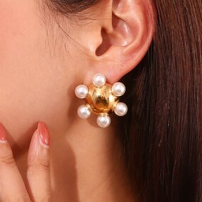 Pearl Stud Earrings Manufacturer - Vintage Flower Earrings