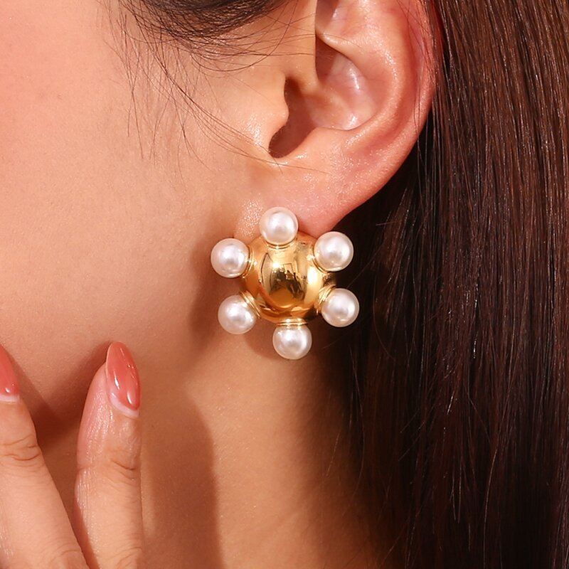 Pearl Stud Earrings Manufacturer - Vintage Flower Earrings