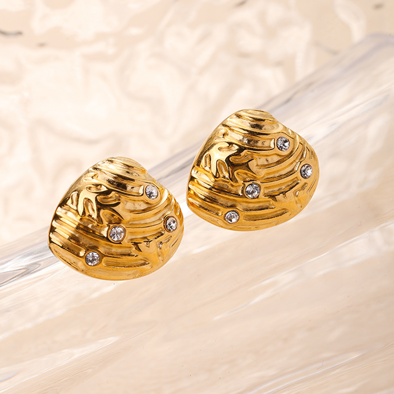 Shell Stud Earrings Manufacturer - Textured Metal Earrings