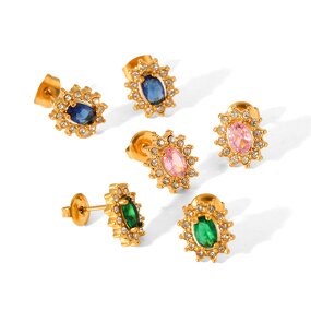 Sunflower Stud Earrings Manufacturer - CZ Zircon Earrings