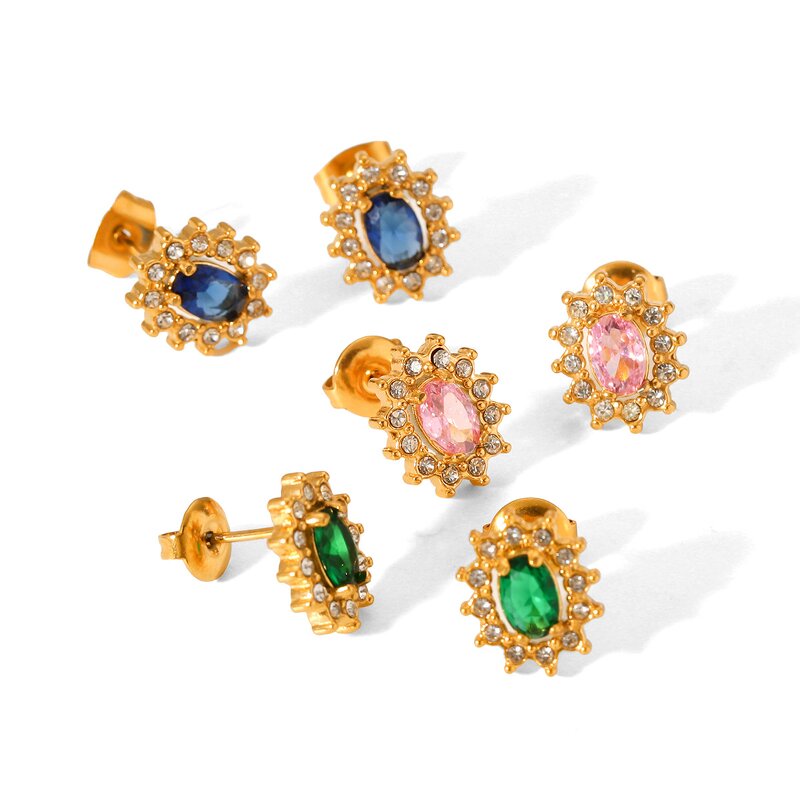 Sunflower Stud Earrings Manufacturer - CZ Zircon Earrings