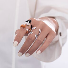 Enamel Ring Factory - 3D Cartoon Cat Paw Brass Ring