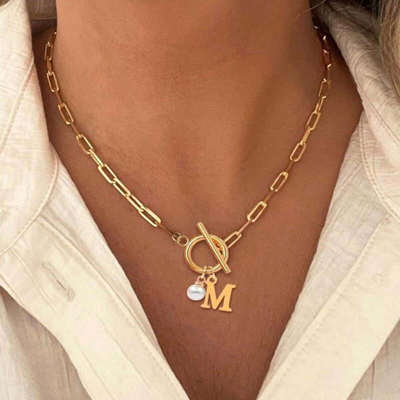 Paperclip Necklace Supplier - OT Buckle Pearl Choker