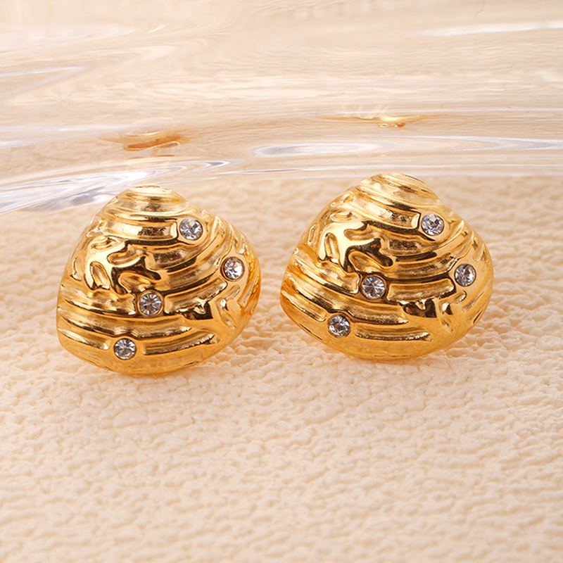 Shell Stud Earrings Manufacturer - Textured Metal Earrings