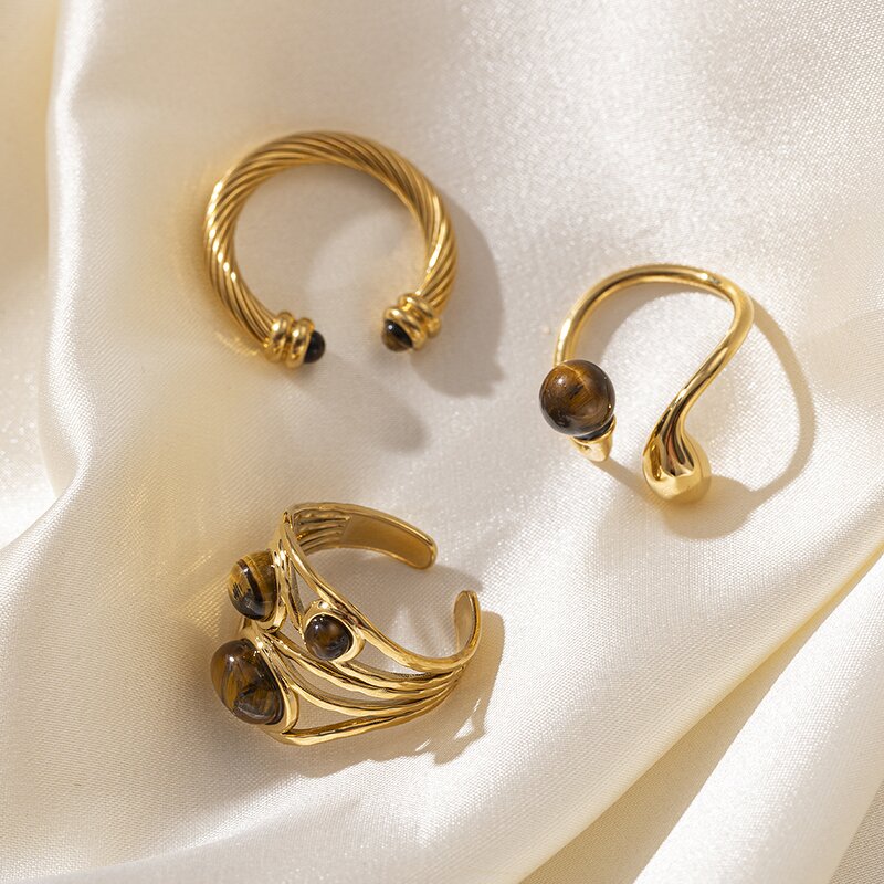 Tiger Eye Ring Manufacturer - Gold Plated Irregular Ring