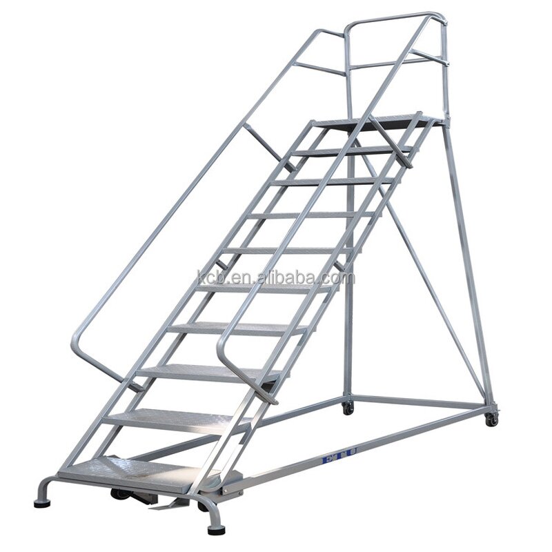 Climbing Steel Ladder Factory - Modern Designed Automatic Brake Movable Warehouse