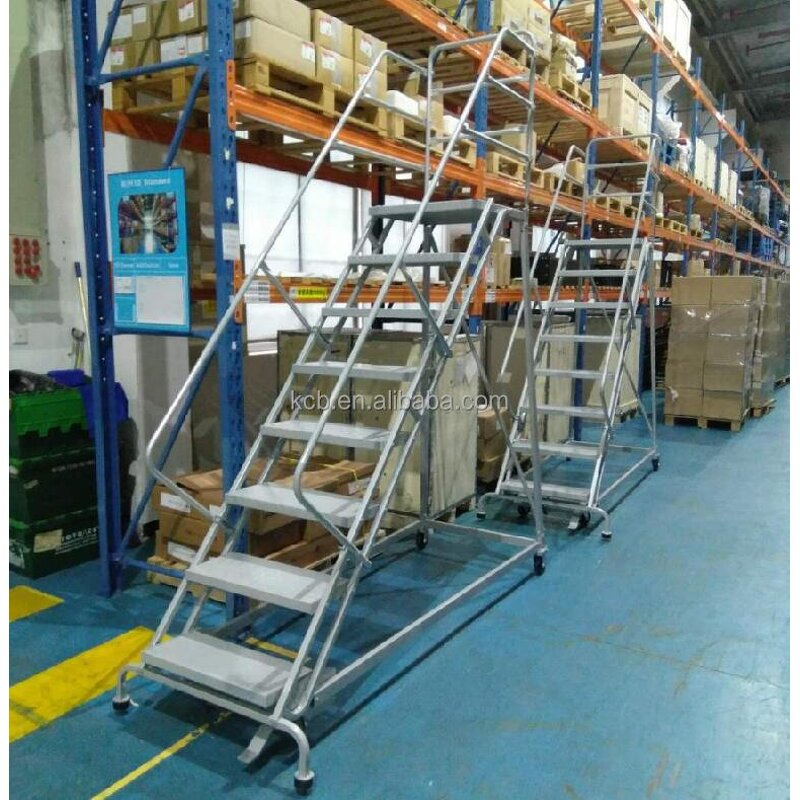 Movable Ladder Supplier - Modern Self-Locking Brake Steel Climbing for Warehouse