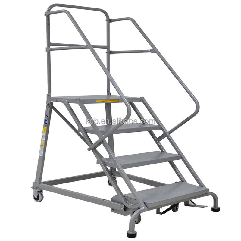Movable Ladder Supplier - Modern Self-Locking Brake Steel Climbing for Warehouse